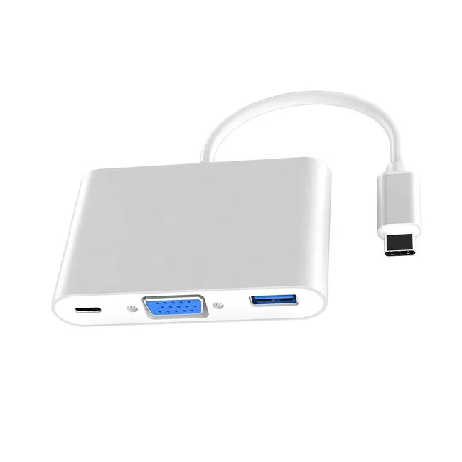 3 in 1 USB C Hubs Type C To VGA Converter Adapter with PD Charging For Apple Macbook Chromebook Laptop Projector