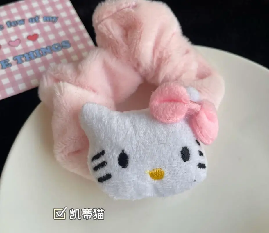 YWMX Girl Kawaii Beautiful Kuromi  Melody Plush Hairbands Cinnamo roll Stuffed Plush Toy Girl Hair Accessories
