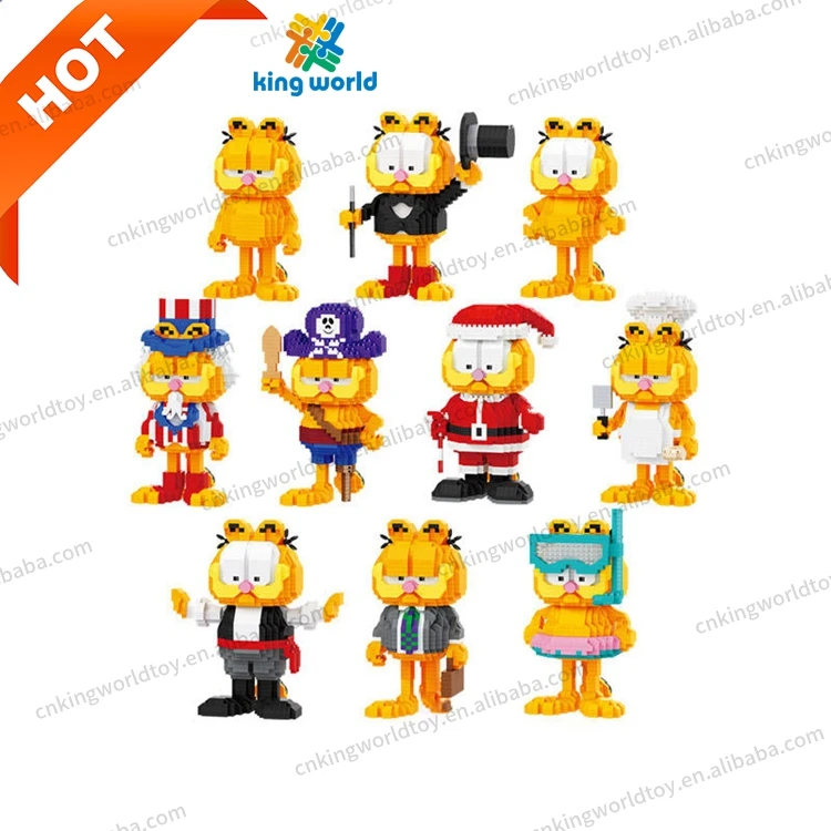 New Arrivals Classic Anime Garfieldly Pirate Chef Santa Cat Mini Brick Model Balody Micro Brick Building Block Sets Toy For Kids