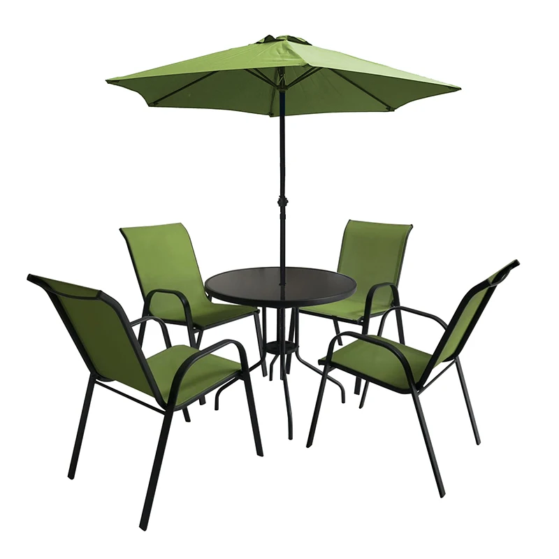 6 piece outdoor aluminum patio dining furniture garden sets with umbrella