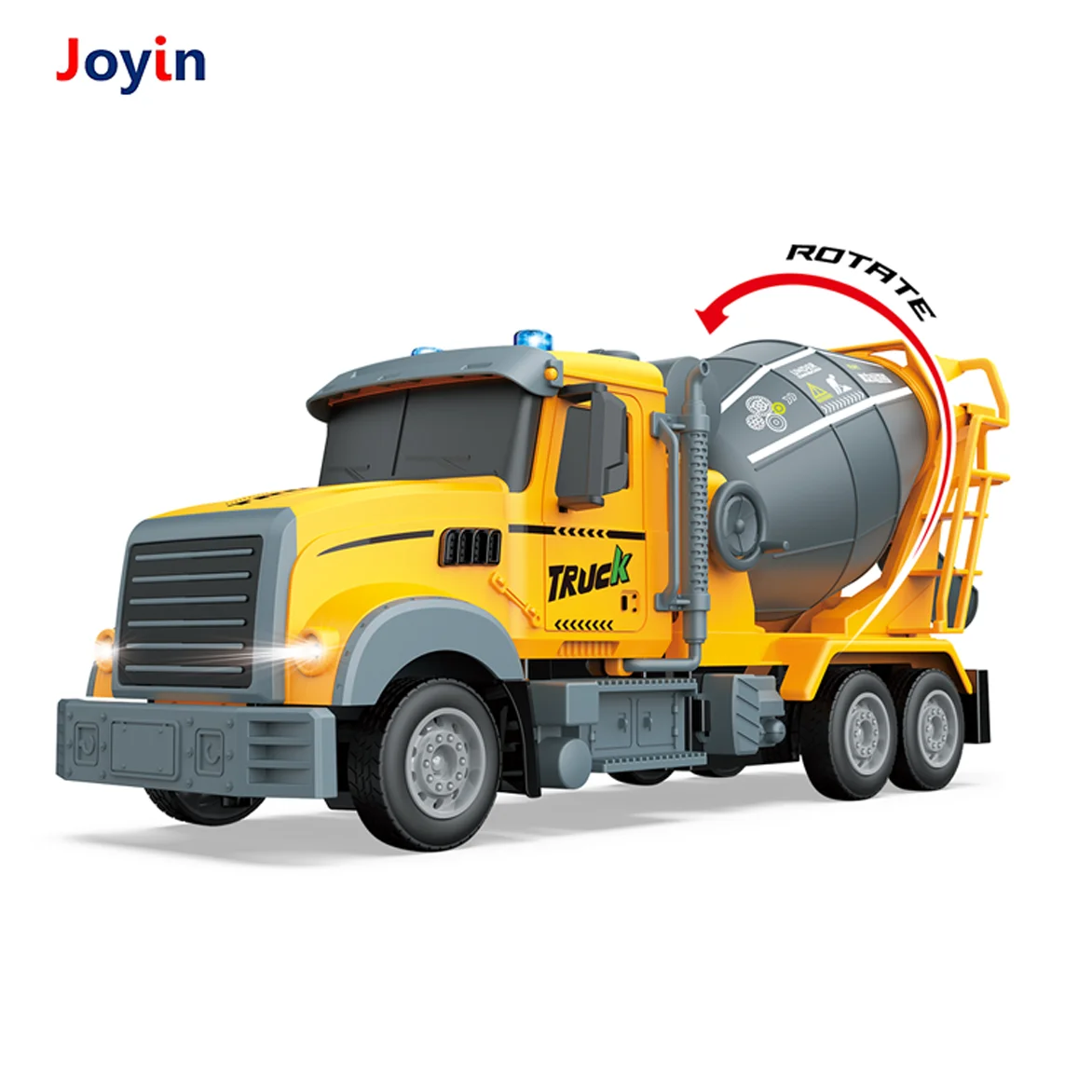 2.4G 6-Channel RC Concrete Mixer Truck for Kids Remote Control Toy USA Vehicle with Rotating Drum, Lights & Sound