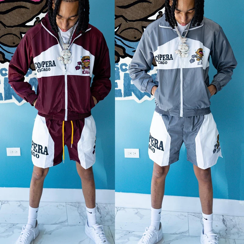Windproof Men Short Zipper Hoodie Set Training Jogging Wear Tracksuits Custom Logo Nylon for Men Summer Adults Custom OEM ODM