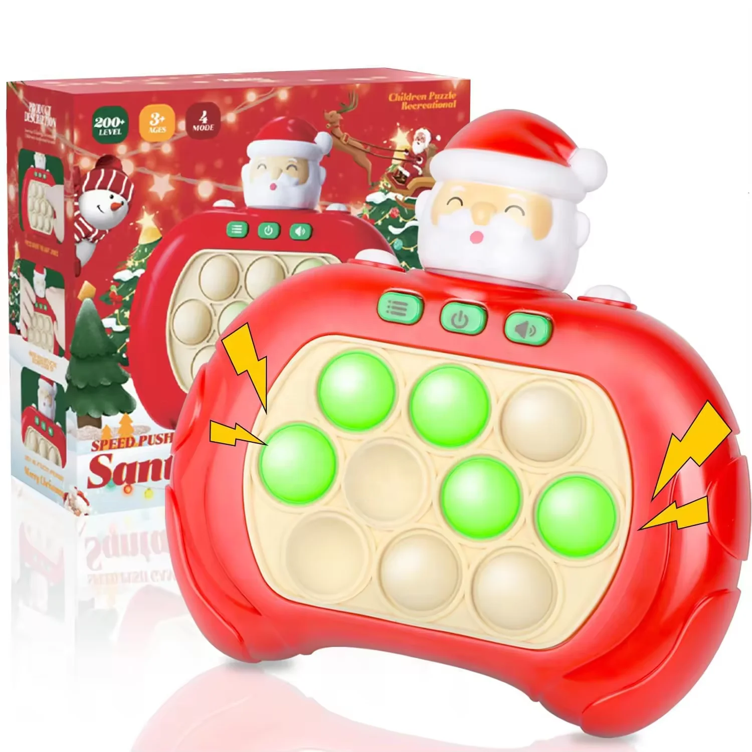 Quick Push Toy Quickly and Press Fidget Machine Santa Claus Finger Pressure Bubble Sensory Christmas Gift for Children
