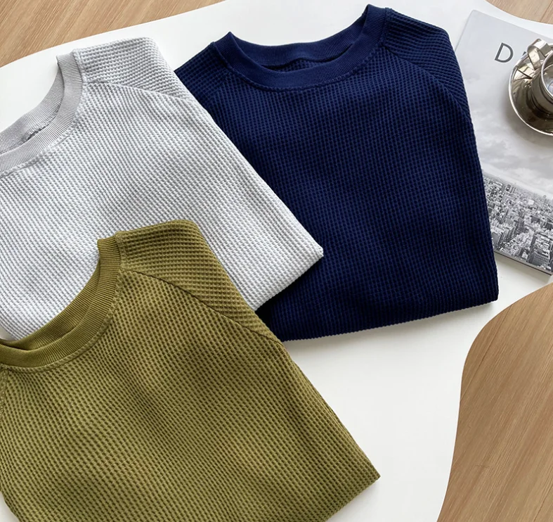 Waffle sweatshirt corset sweatshirt women two-piece autumn loose fashion high quality  casual sports suit women