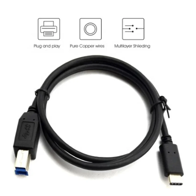 3ft USB-C USB 3.1 C Type Connector to USB 3.0 B Type Male Data Cable for Mac Pro HP Cell Phone & Printer 1m Cable