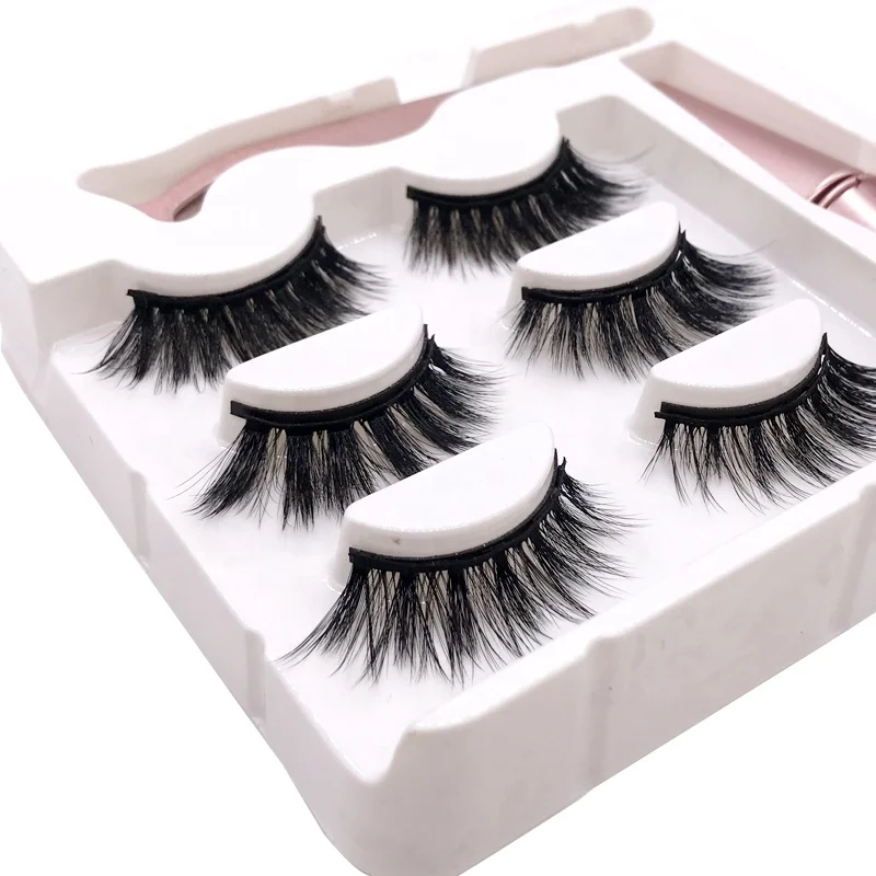 Hot Sale free samples false magnetic eyelash packaging with 3 Magnetic eyelashes
