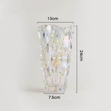 Factory Supply Home Decoration Modern Multi Colored Flower Vase Diamond Shaped Clear Glass Vase