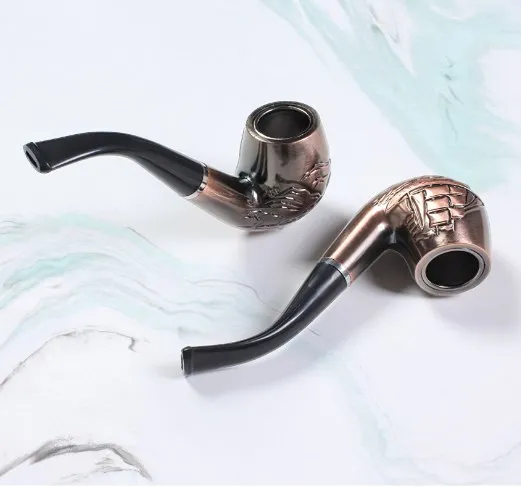 bronze and red copper color dry herb tobacco smoking pipe