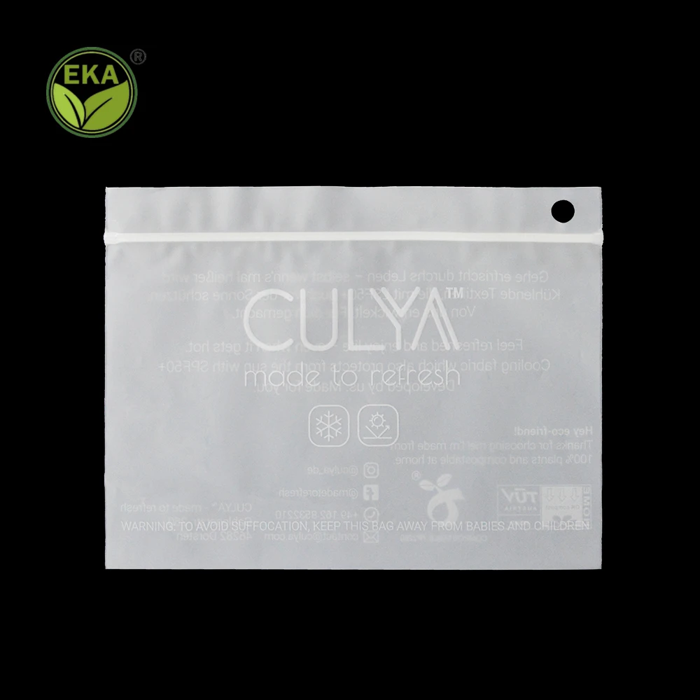 Heat Seal Custom Printed Plastic Packaging Bag Biodegradable Zip Lingerie Packaging Corn Starch Clothes Bags