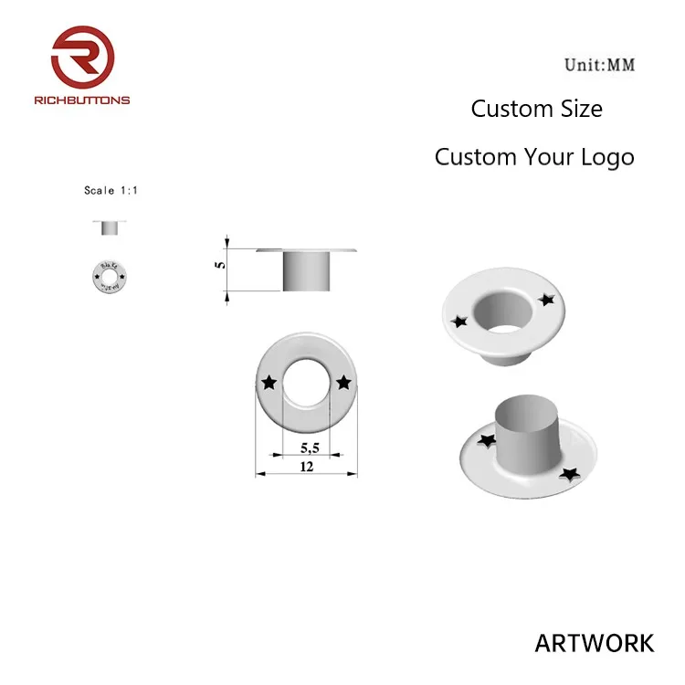 Custom Logo Round Mesh Brass Copper Metal Grommets Eyelets Ring For Garment Clothing And Shoes