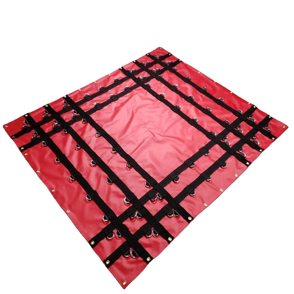 Red 18oz Waterproof PVC Center Lumber Tarps Heavy Duty Flatbed Tarps for Superior Cargo Protection