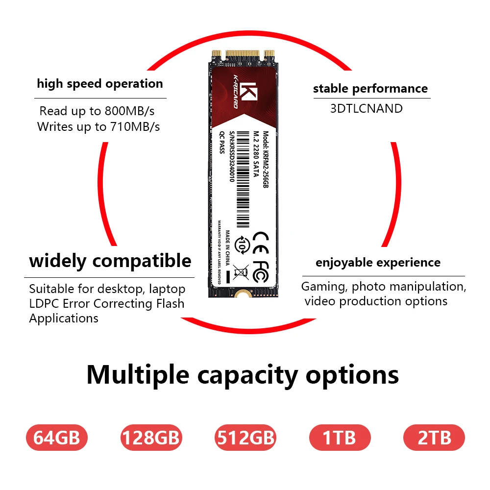 K-ricard 2280 NGFF M.2 Ssd 512GB 1TB 256GB Internal Hard Disk M2 SATA SSD Solid State Drive