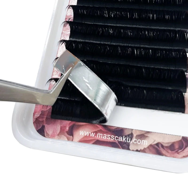 MASSCAKU easy fan mink private label silk fast fanning mink individual eyelash extension fan