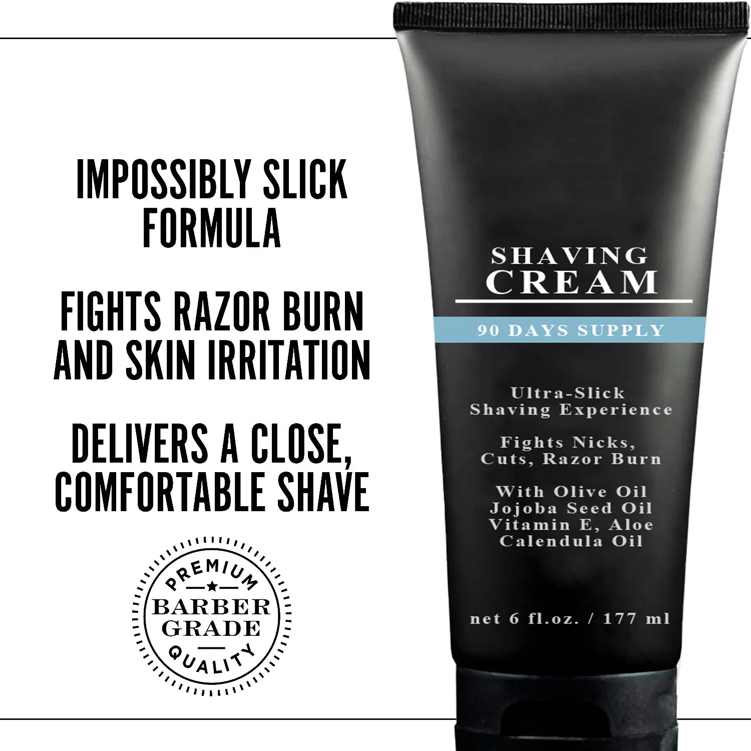Barber Grade Shaving Cream Ultra-Slick Shave Butter Fights Nicks Cuts Razor Burn With Olive Jojoba Vitamin E Aloe Calendula Oil