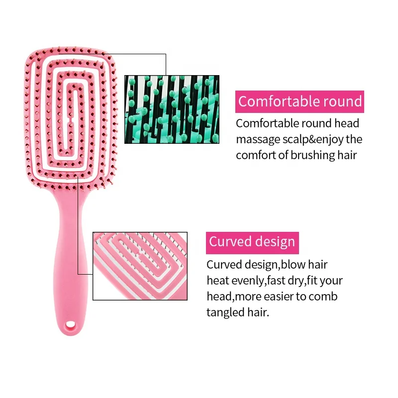 Curved Vented Brush Styling Hair Brush Faster Blow Drying Paddle Detangler Brush for All Hair Style Smoothing Massaging Comb
