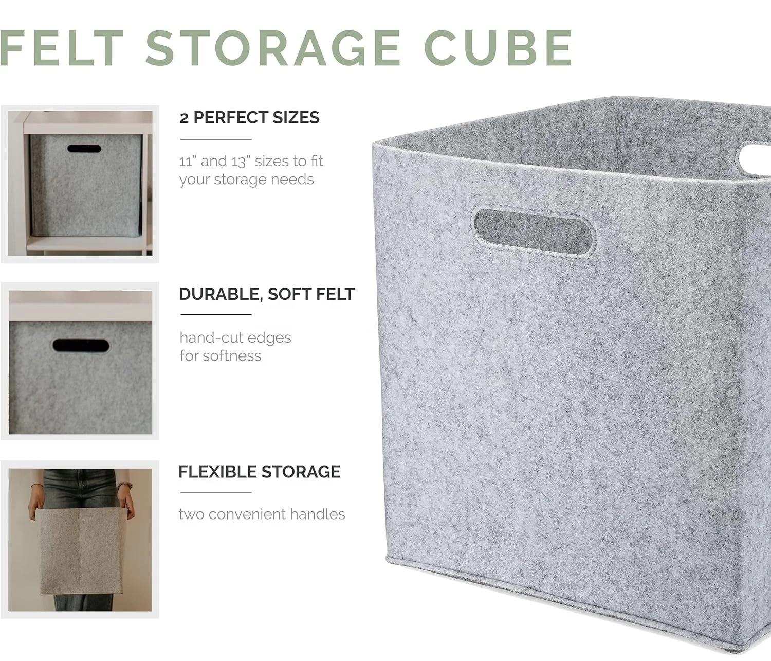 Collapsible and Portable Versatile Felt Storage Cube Bin for Cube Organizer and Closet Organizers