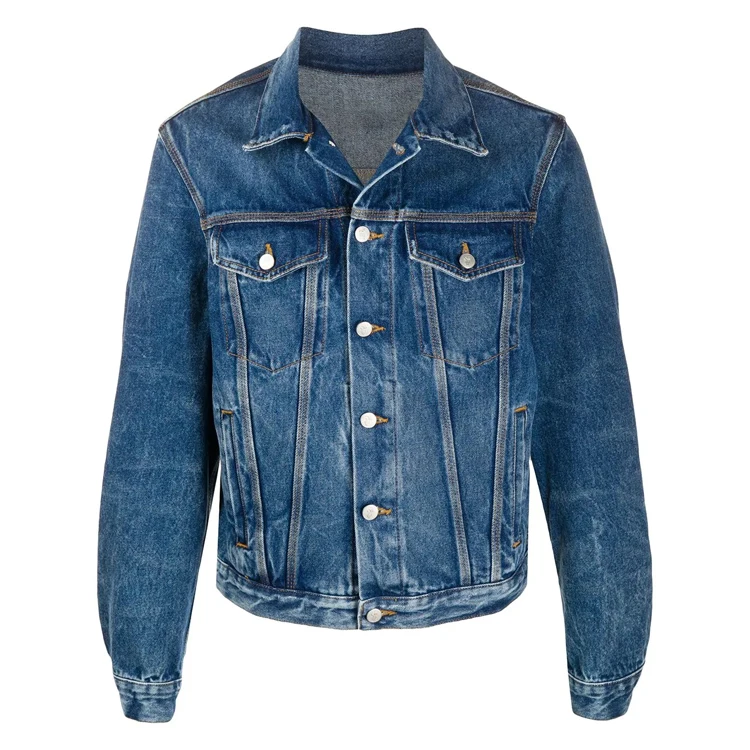 DiZNEW Factory Oem Fashion Tops Long Sleeve Denim Coat With Back Printing Jeans Jacket For Men