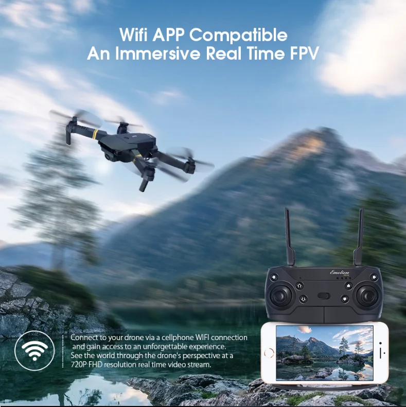 2022 Super popular pocket drone selfie Drone Eachine E58 720P wifi FPV Drone with wide angle