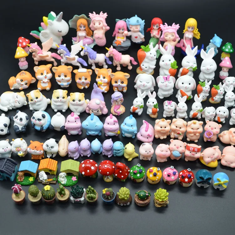 mermaid dinosaur small game play unicorn plastic figurine 3d cartoon miniature small figuring ornament for cake surprise bag toy