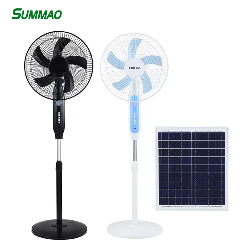 16 Inch 3 Speed Pedestal Fan Rechargeable Solar Standing Fan