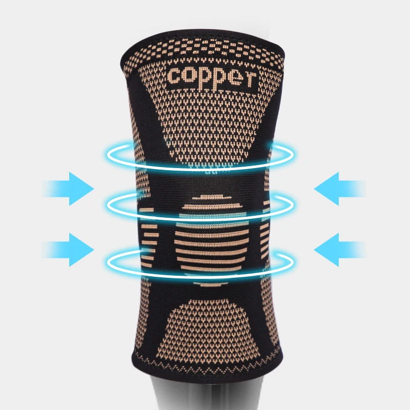 Copper Nylon Knee Support Pads Copper Compression Knee Brace Sleeve for Sports Workout Arthritis Pain Relief and Support