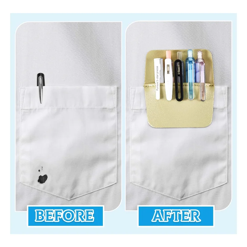 Custom Fashion Pouch Nurse Pen Holder For Shirts PU Leather Pen and Pencil Case with Front Pocket Doctor Pencil Sleeve Holder