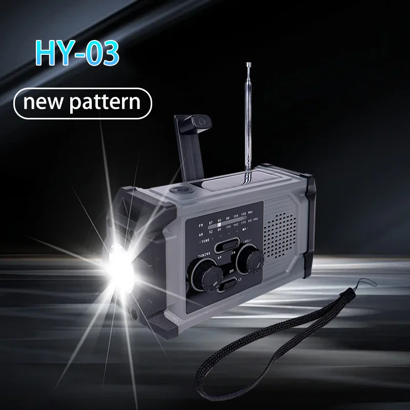 Hot Solar Charger 3 Model Flashlight SOS Alarm Weather Radio Emergency Hand Crank Waterproof Solar Radio 2000mah
