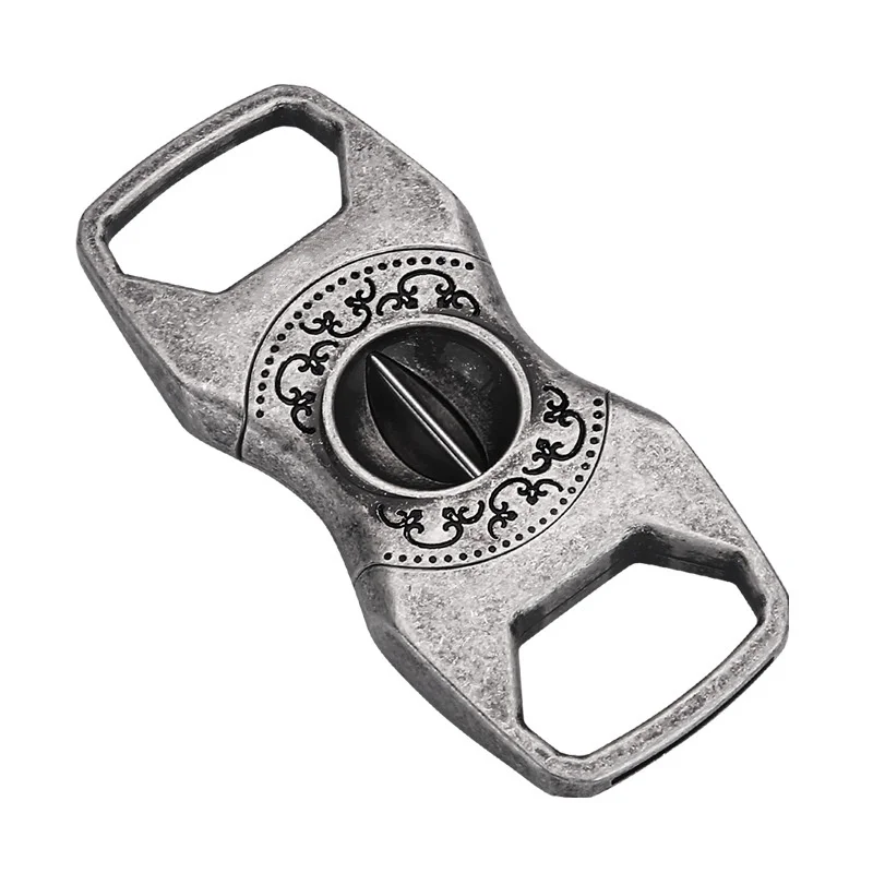Perfect Design Unique Handmade Small Metal Luxury With Punch Wooden Logo V Cut Cigar cutter