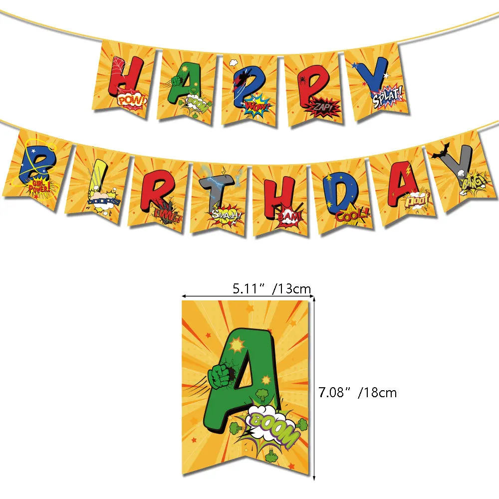 Оригинальный набор украшений для тематической вечеринки в виде супергероя, флаг, натягивающий воздушный шар, открытка для торта с вставкой, товары для детского дня рождения