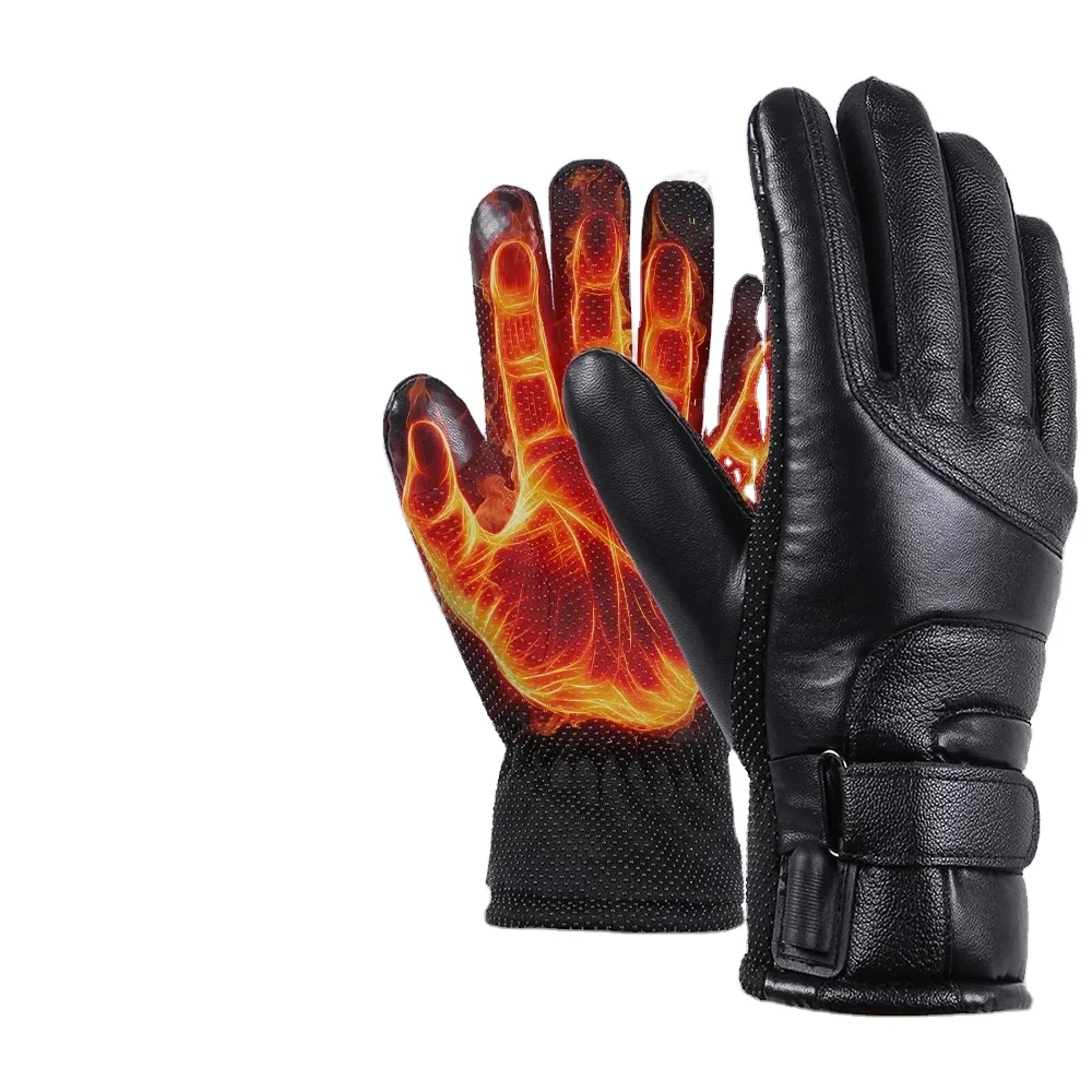Adjustable Temperature Rechargeable Heated Cycling Ski Snow Winter Gloves Five Fingers Heated Mittens Gloves