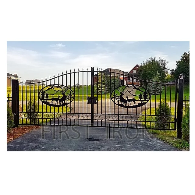 Customized automatic wrought iron garden gates electric sliding driveway gate