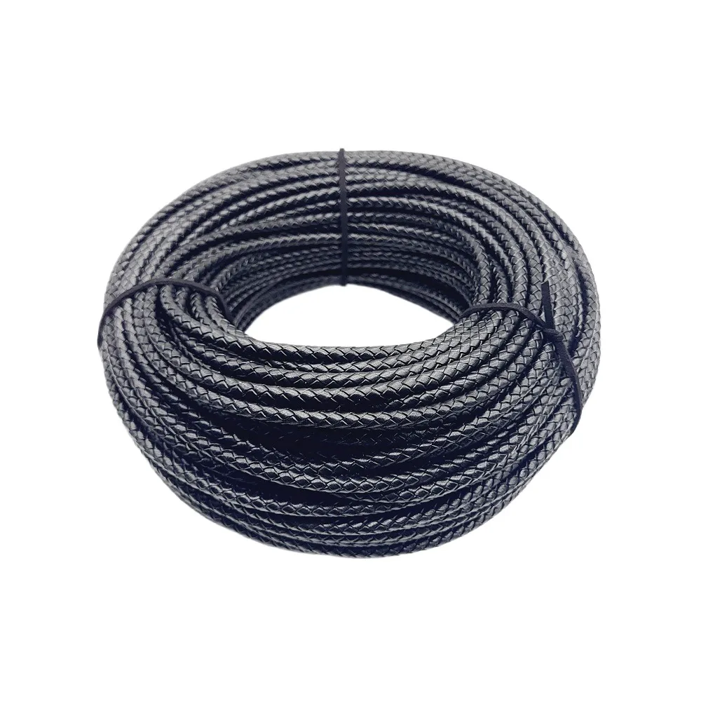 5mm 6mm black cowhide leather rope wholesale real leather in roll for sell braided leather for bracelet making
