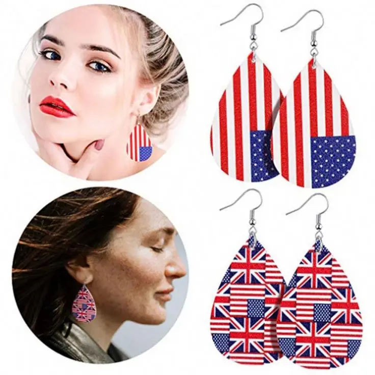 Faux Leather Earrings Teardrop Baseball Basketball Football Earring