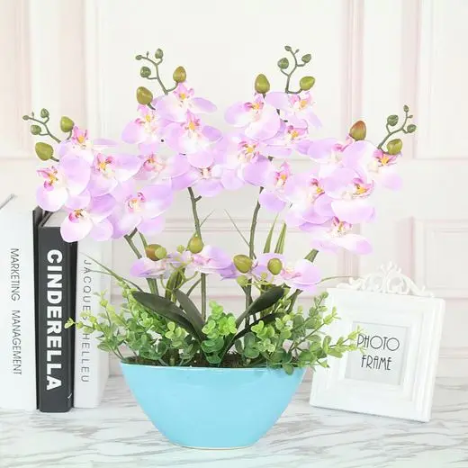 Home decor furniture artificial flower pot orquidea phalaenopsis