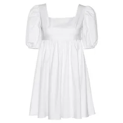 Women Summer Dress Summer Fashion White Elegant Puff Sleeve Backless Party Beach Dress Vacation Casual Mini Dress
