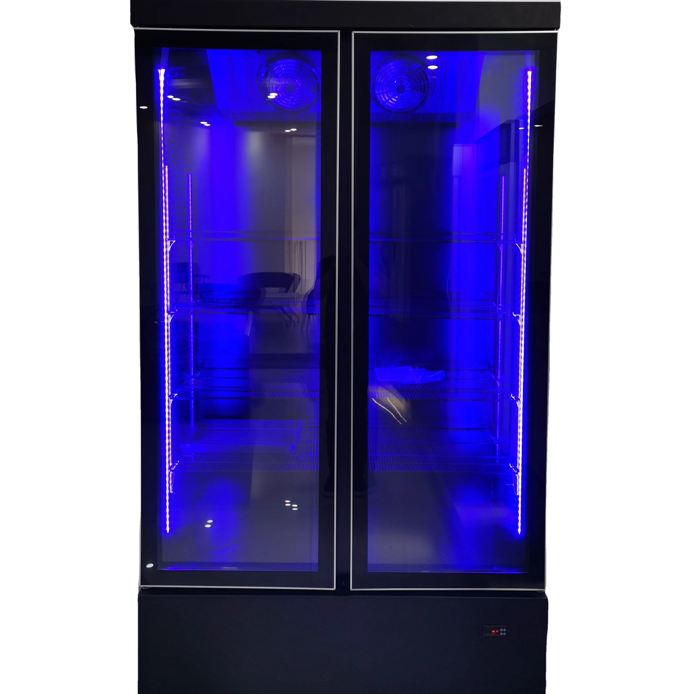 Commercial Bar Club Refrigerator 2 Door All Black Design Showcase Beer Chiller Bar Club Drink Display LG-1000M2WP