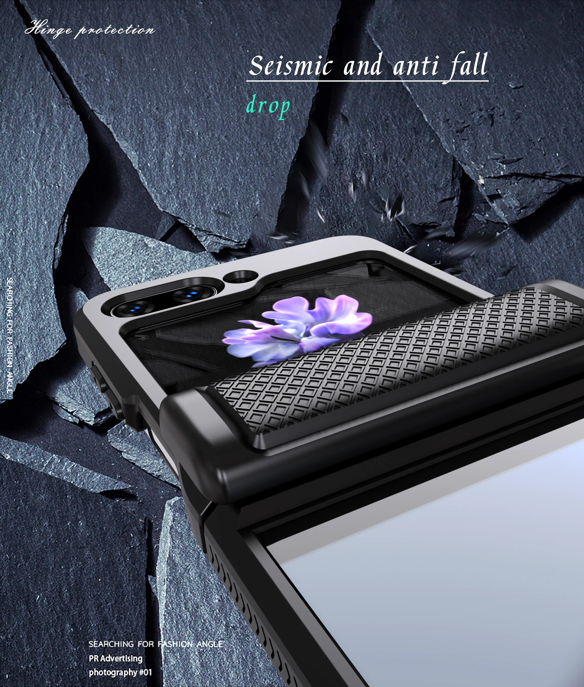 New Arrival Case For Samsung Galaxy Z Flip 5 5G Case, Clear Phone case With Rebound Hinge and Tempered Glass Lens