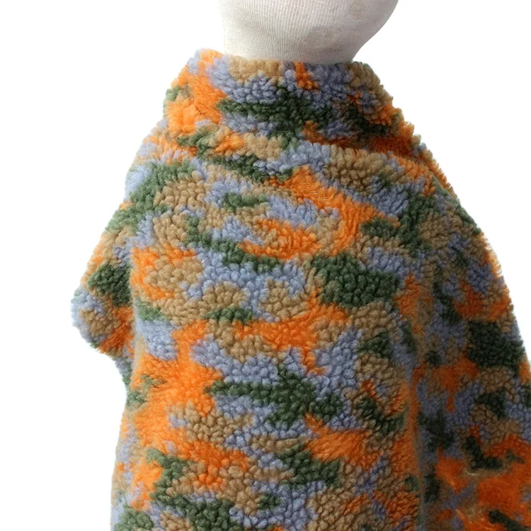 100% polyester durable camouflage design knitted yarn dyed camo sherpa fabric