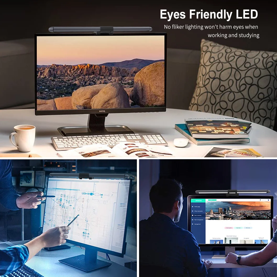 2022 New Design  Dimmable Monitor Mounted Light Computer  Screen Light Bar PC Monitor Lighting Monitor Lamp