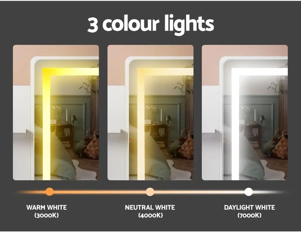 White Dressing Table LED Mirror Makeup Stool Set Wooden Vanity Desk Chair For Home Bedroom