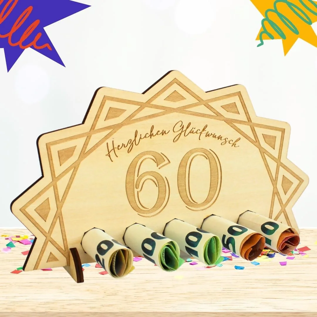 PAFU Wooden Birthday Money Holder for Cash Gift 18th 30th 60th Birthday