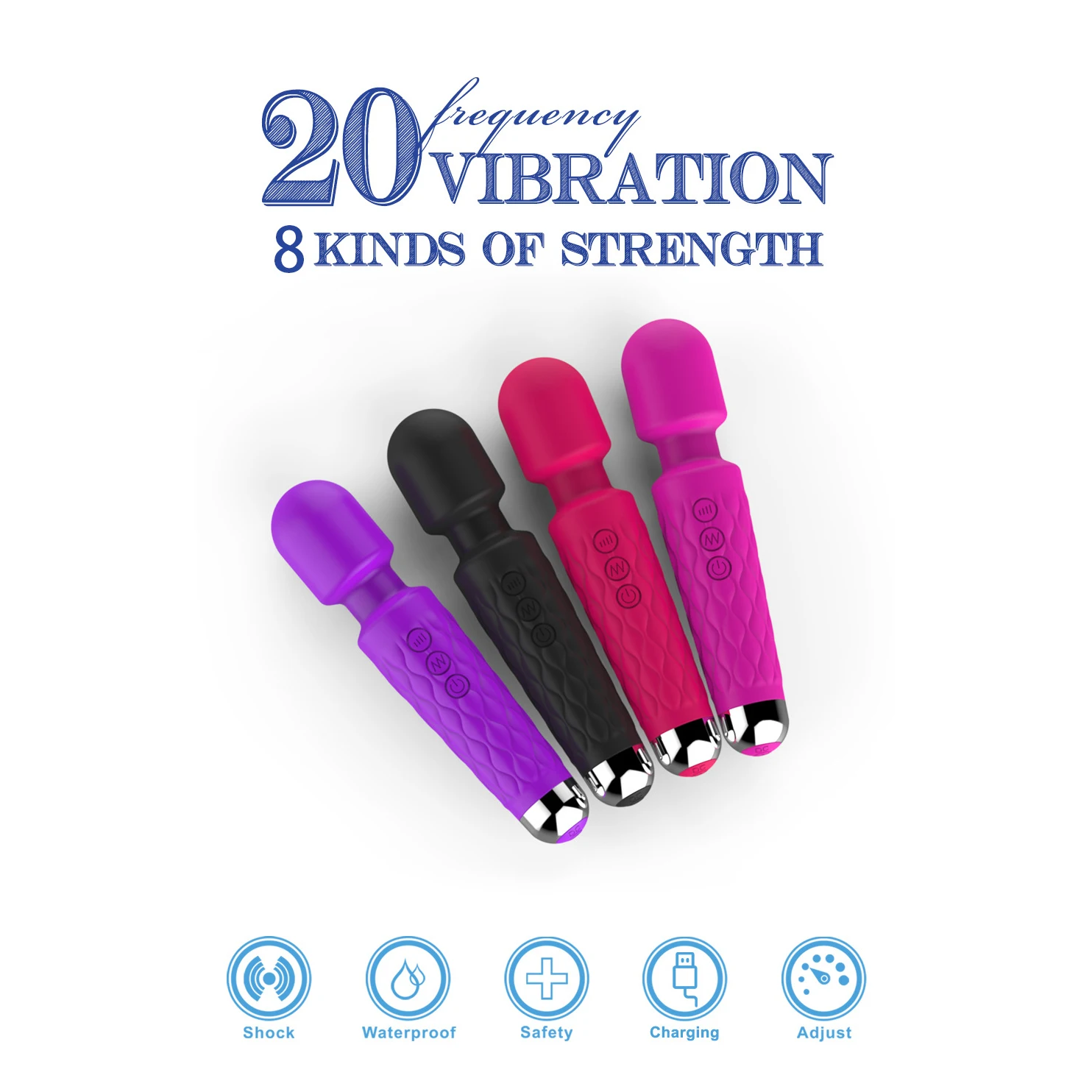 20 Speed Handheld AV Massage Wand Sex Rechargeable Waterproof Vagina Vibrator Sex Toys Women