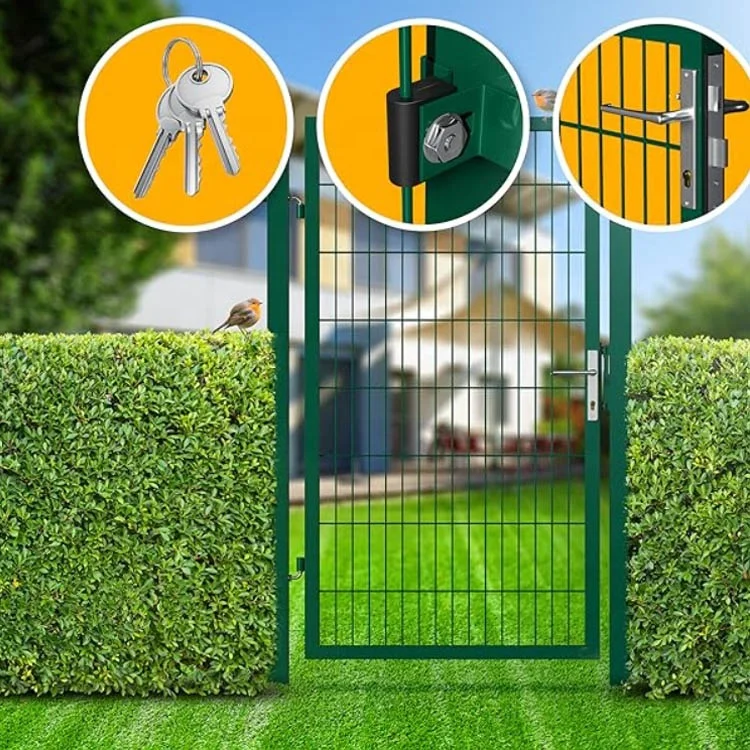 1.2*1.2m Metal garden gate/Swing gate Including Lock Key Gate fence Post Single Garden & Patio door/Security Gate fencing