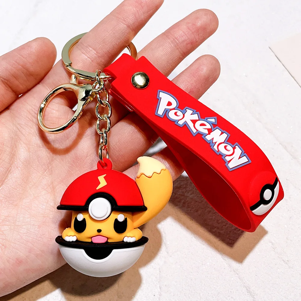 New Arrival Eevee Charmander Keychains Pokemons Keychains 3d Pokeball Keychains For Kids Gift