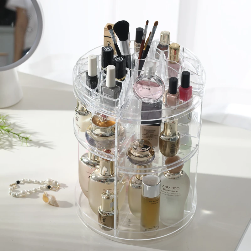 Acrylic 360 Degree Adjustable Rotating Makeup Organizer