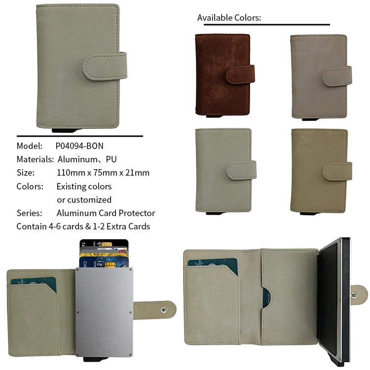 Factory Design Business Card Holder Leather Wallet Fashion Automatic Pop Up Rfid Card Holder