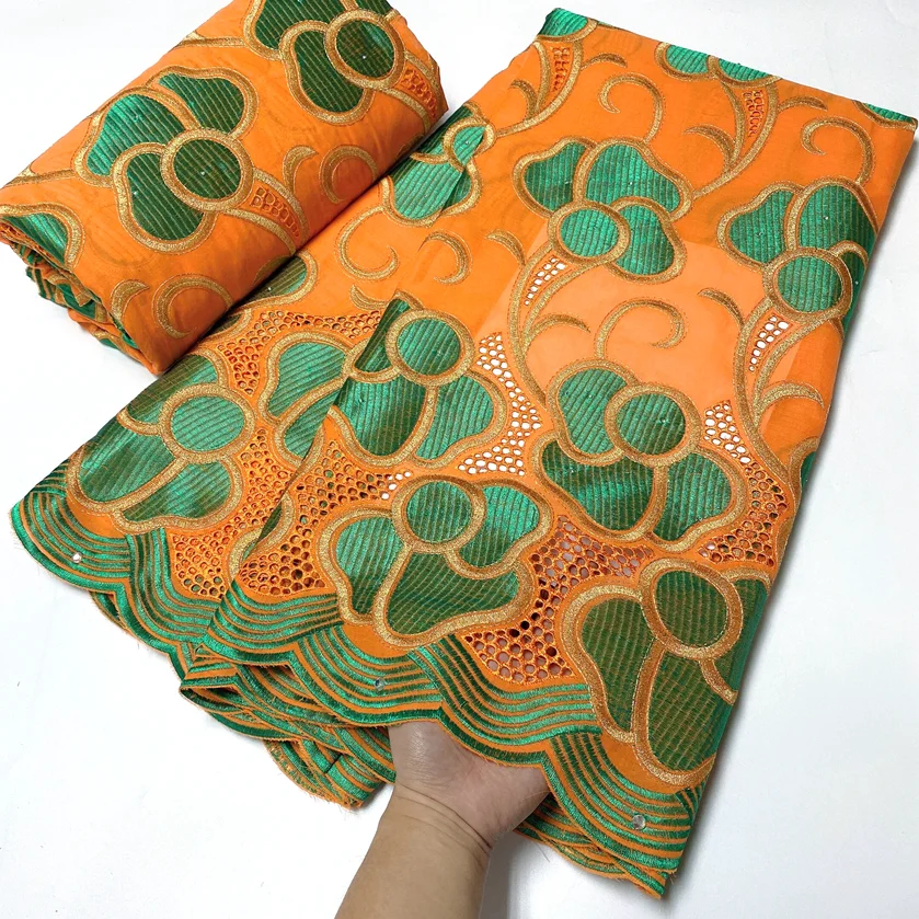 African Cotton Punch Embroidery Lace Fabric High Quality Nigerian Swiss Voile In Switzerland Lace Fabrics OK7031