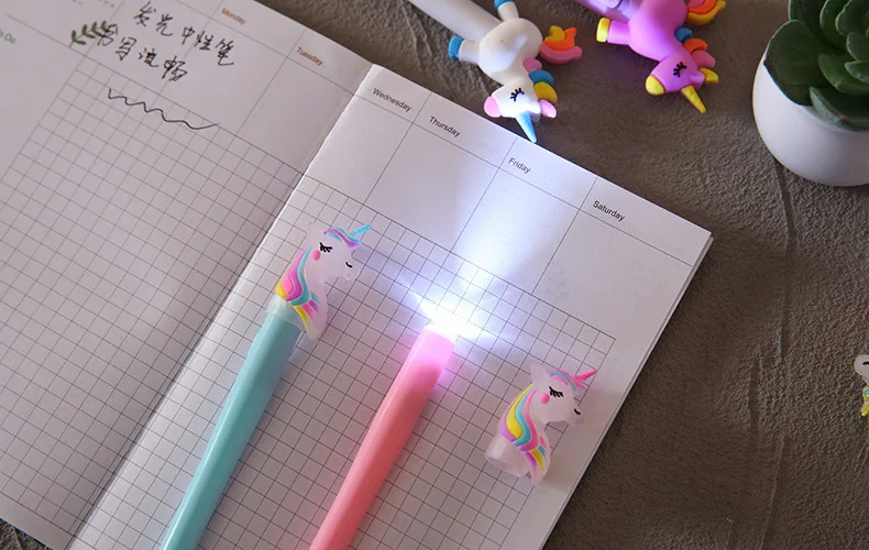 Cute Cartoon Light-Up Gel Pen LED Light up Set for Writing in the Dark Kids