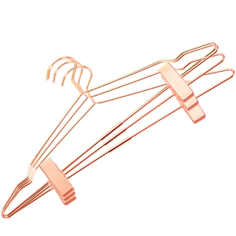 LEEKING Wholesale multifunctional gold pants rack  with 2 clips non-slip metal hangers for skirts trousers clothes