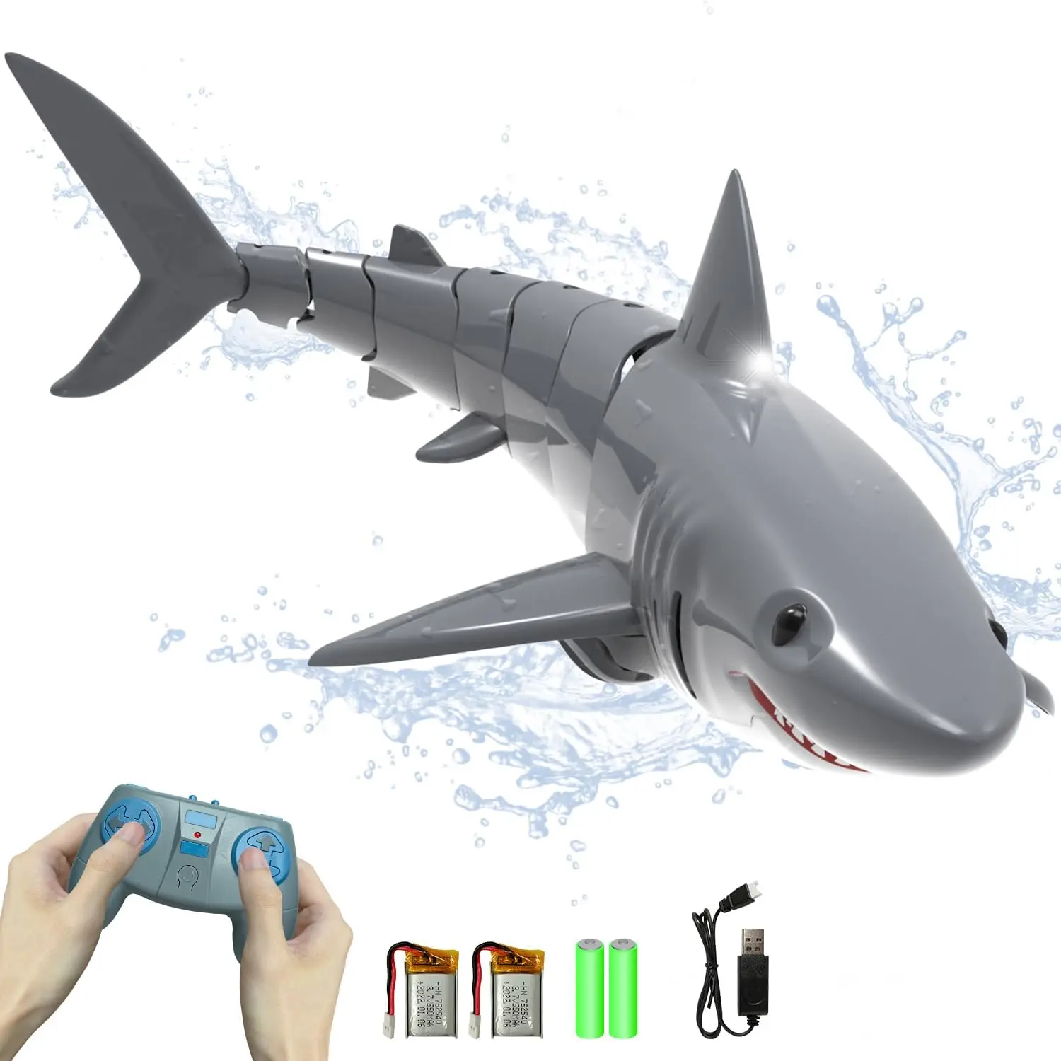 ROXGOCT RC Animals Remote Control Shark Toys for Kids 1:18 Scale High Simulation RC Shark for Pool Electric Robot Toy with Light